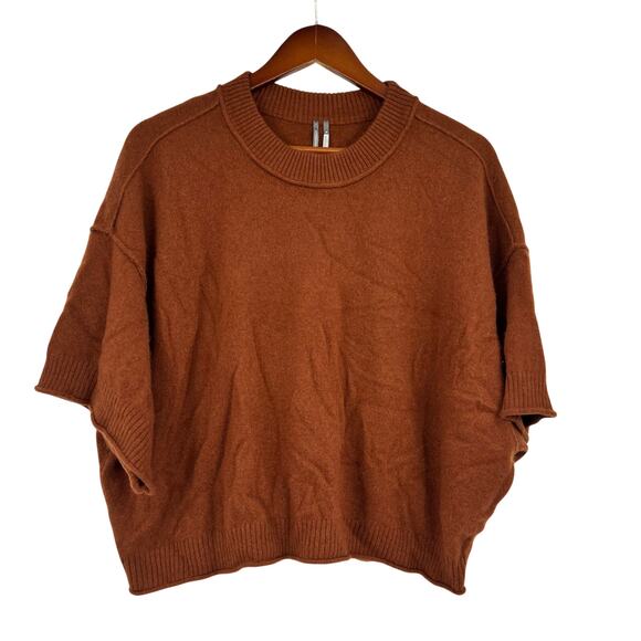 Anthropologie The Goldie Crew-Neck Cashmere Sweater Copper brown plus size 2X - Picture 2 of 9